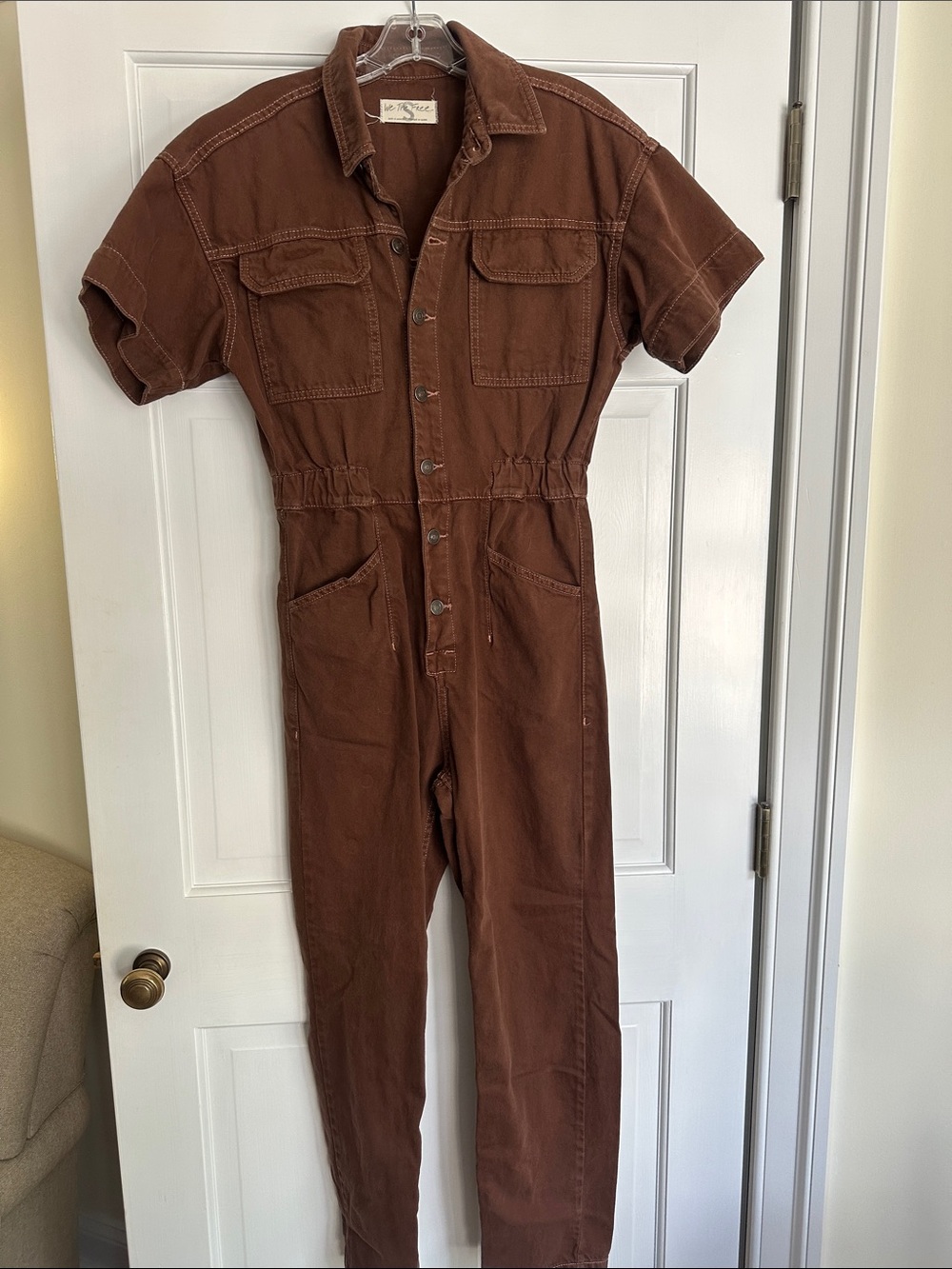 We The Free Brown Short-Sleeve Utility Jumpsuit